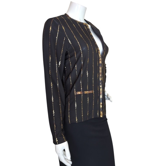 Joseph Ribkoff Black Gold Beaded Blazer Jacket - Picture 3 of 14